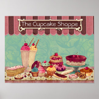 Pôster Sinal de Compro Patisserie do Cupcake de pastelari