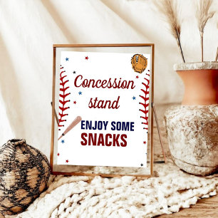 Poster Sinal de Concessão do Chá de fraldas de Basebol