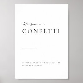 Poster Sinal de Confetti de Casamento de Script Minimalis