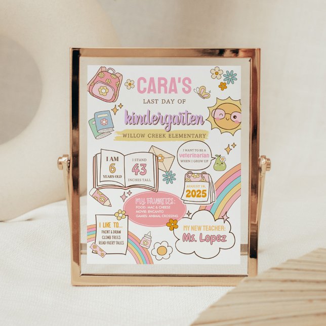 Poster Sinal de Conselho do último dia de volta à escola (Back to School Last Day Board Sign)