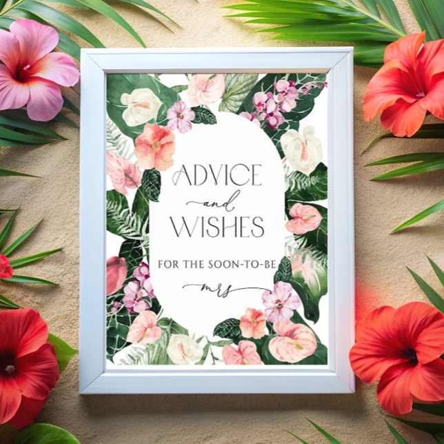 Poster Sinal de Conselho e Desejos Florais Tropicais (Criador carregado)