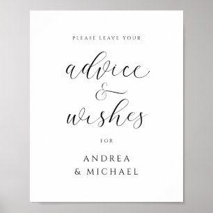 Poster Sinal de Conselho para Desejos de Casamento Elegan