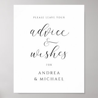 Poster Sinal de Conselho para Desejos de Casamento Elegan