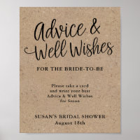 Sinal de Conselhos e Desejos para Chá de Noiva com