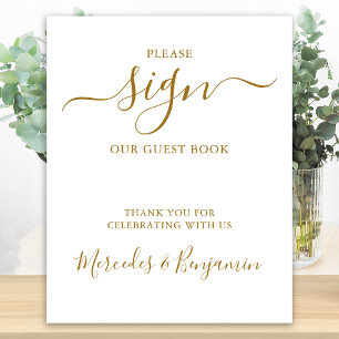 Poster Sinal de Convidado Dourado Personalizado para Casa