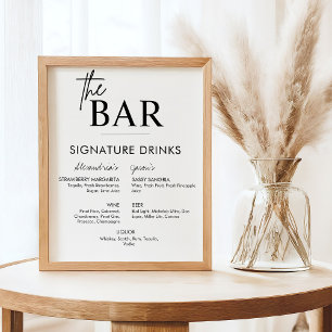 Poster Sinal de Cópia do Casamento Cardápio de Bebidas do