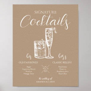 Poster Sinal de Coquetéis Especiais de Casamento Neutro