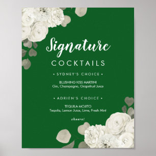 Poster Sinal de Coquetéis Florais de Inverno Assinatura V
