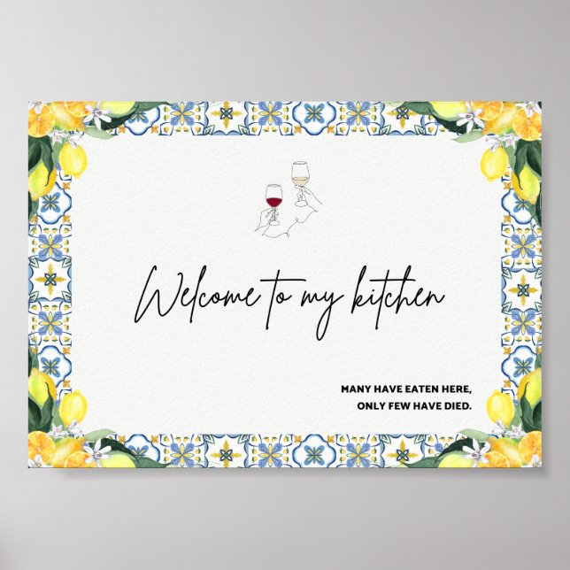 Poster Sinal de Cozinha Mediterrânica (Frente)