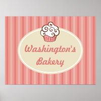 Sinal de Cupcake de Bakery Rosa