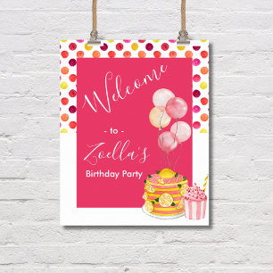 Poster Sinal de Cupcake de Bolo Amarelo Rosa