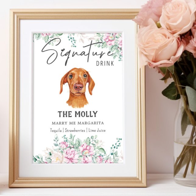 Poster Sinal de Dachshund Dog Signature Drink (Criador carregado)