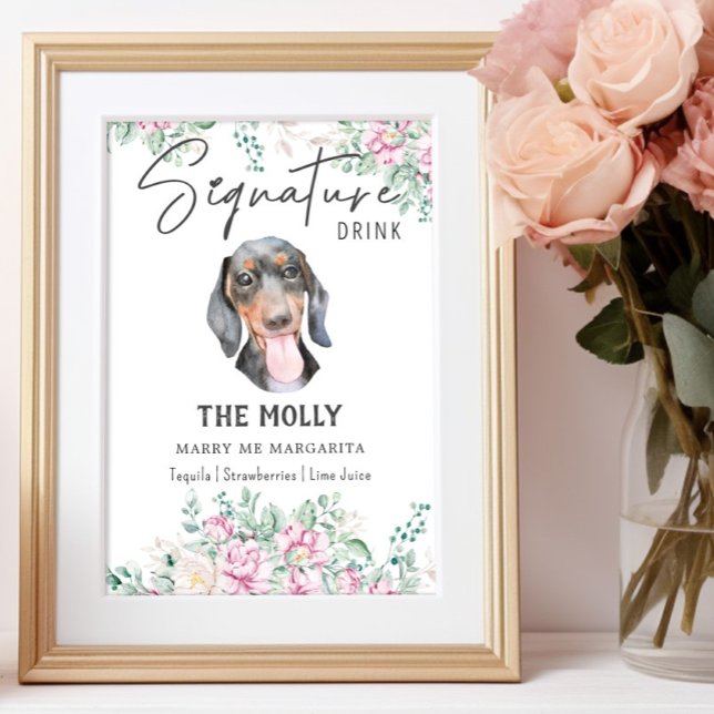 Poster Sinal de Dachshund Dog Signature Drink (Criador carregado)