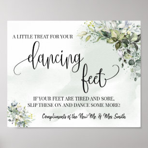 Poster Sinal de dança chinelos casamento eucalipto