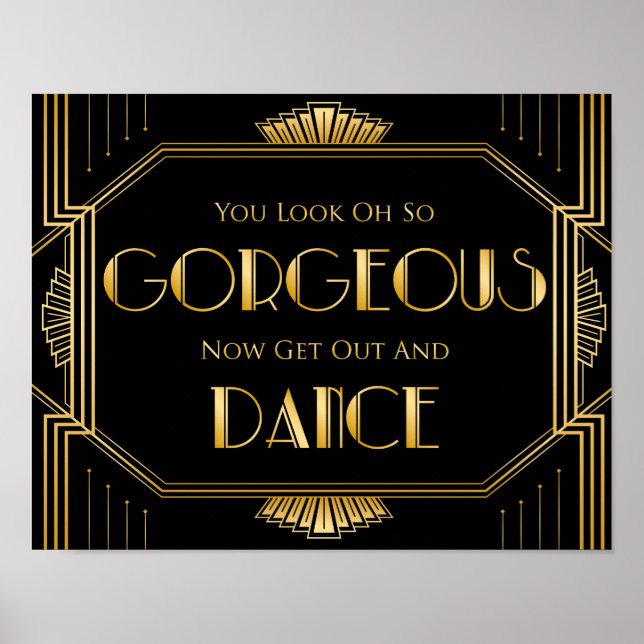 Poster Sinal de Dança de Casamento | Gatsby Art Deco (Frente)