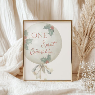 Poster Sinal de Decoração de Aniversário com Balão Vintag