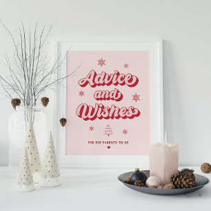 Poster Sinal de desejos de Chá de fraldas de Natal rosa