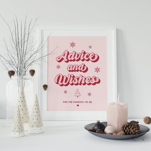 Poster Sinal de desejos de Chá de fraldas de Natal rosa (Criador carregado)