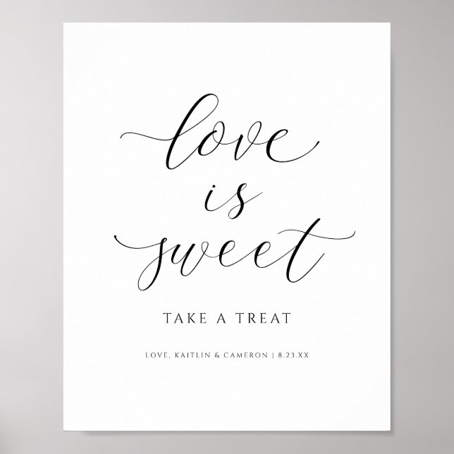 Poster Sinal de deserto de casamento Amor é doce Buffet d (Frente)