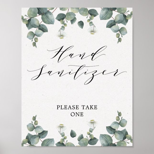 Poster Sinal de Desinfetante para as Mãos de Eucalipto El (Frente)