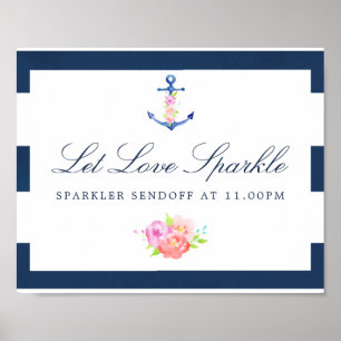Poster Sinal de Despedida com Brilho para Casamento Flora
