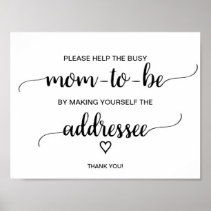 Poster Sinal de Destinatário da Caligrafia Preta Simples