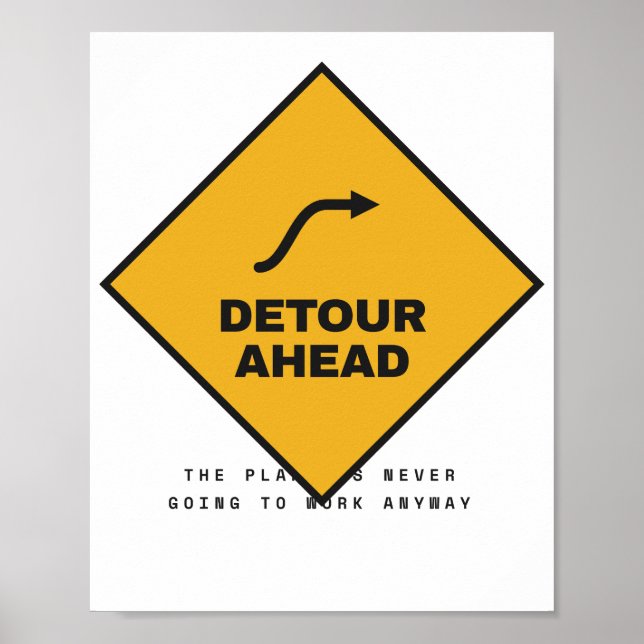 Poster Sinal de Desvio à Frente Retro - Aventura em Poste (Frente)