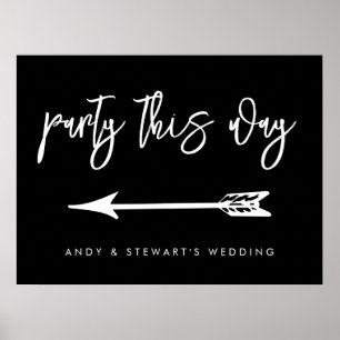 Poster Sinal de direção de casamento negro temporário