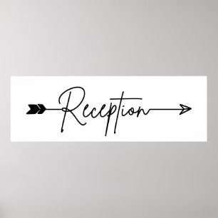 Poster Sinal de direção de recepção, sinal de seta de