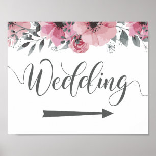 Poster Sinal de Direções de Casamento Seta para a Direi