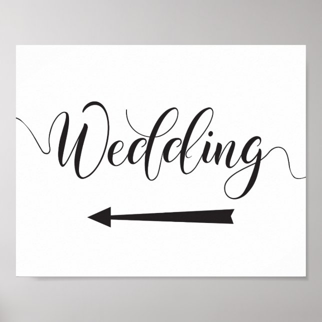 Poster Sinal de Direções de Casamento - Seta para a Esque (Frente)