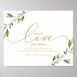 Poster Sinal de Distância Social Verde Étero e Dourado