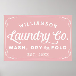 Poster Sinal de dobra Rosa de poeirento personalizado Lav