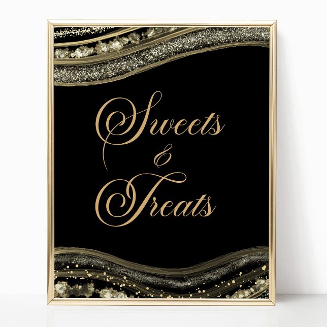 Poster Sinal de Doces e Guloseimas de Ágata Preta Elegant (Criador carregado)