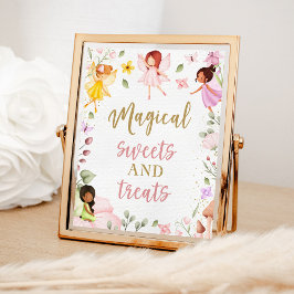 Poster Sinal de doçura de aniversário de fada mágica e do