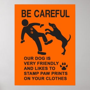 POSTER SINAL DE DOG AMIGÁVEL NÃO PERIGOSO (TENHA CUIDADO)