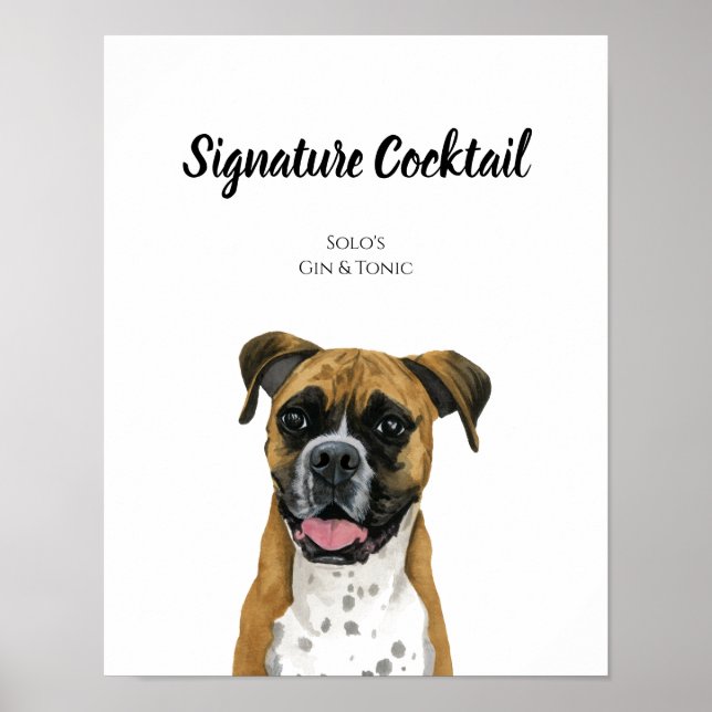 Poster Sinal de Dog Signature Drink para Recepção de casa (Frente)