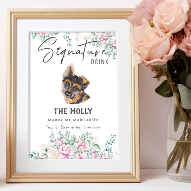 Poster Sinal de Dor de Assinatura do Cachorro german shep (Criador carregado)