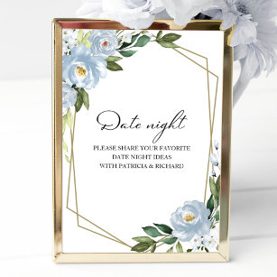 Poster Sinal de Dosagem Azul Floral Data Noite
