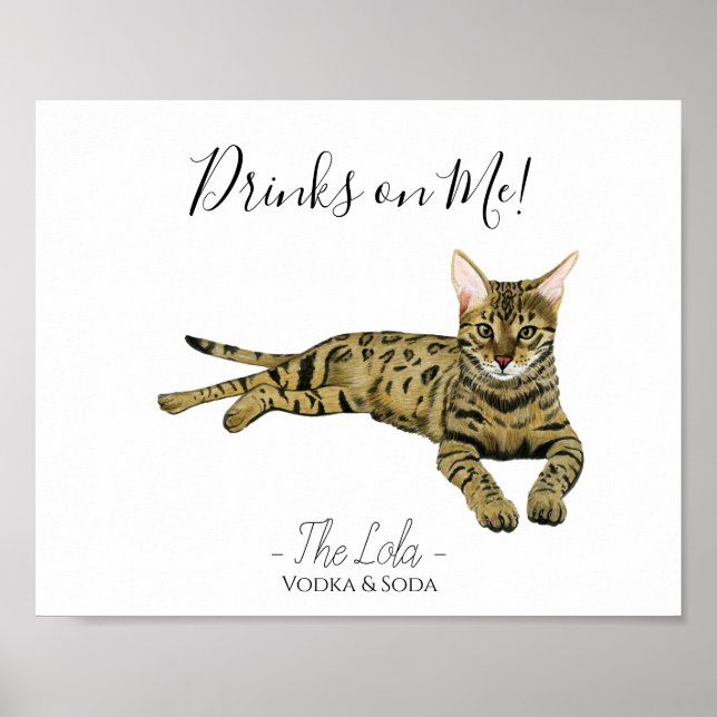 Poster Sinal de Drink de Casamento de Cat (Frente)