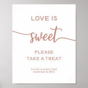 Poster Sinal de Elegante Rosa Dourado O Amor é Doce Pegue