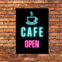 Sinal de empresa aberta do Neon Cafe