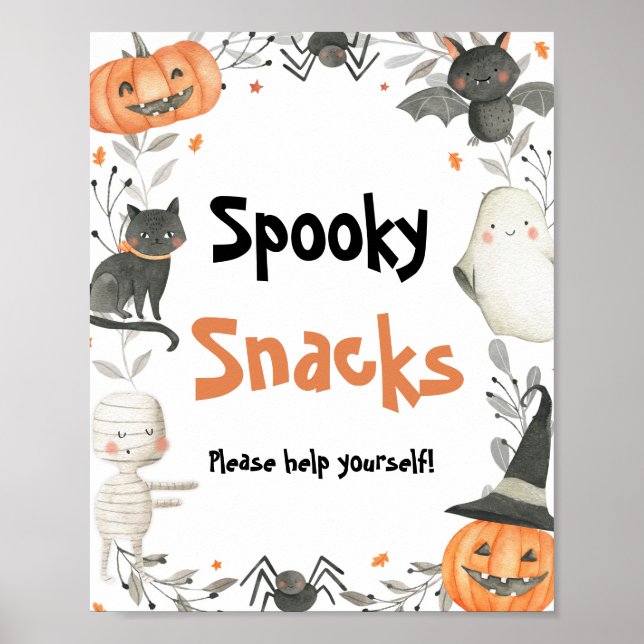 Poster Sinal de Engraçado Ghost Pumpkin Spooky no Hallowe (Frente)