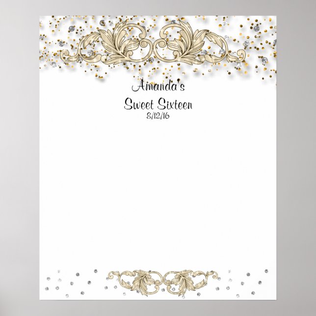 Poster Sinal de entrada de Sweet Sixteen, Bat Mitzvah com (Frente)