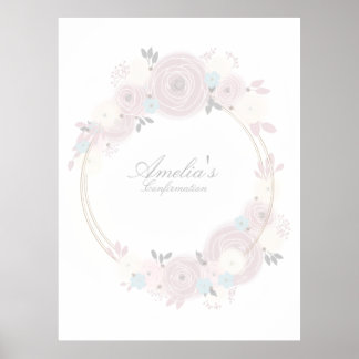 Poster Sinal de entrada personalizado de confirmação flor