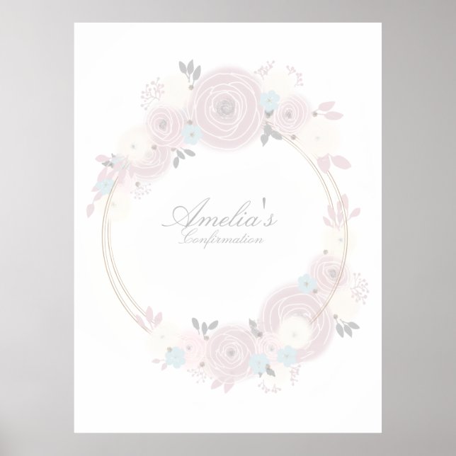 Poster Sinal de entrada personalizado de confirmação flor (Frente)