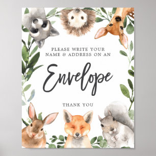 Poster Sinal de Envelope de Endereço de Animais da Flores