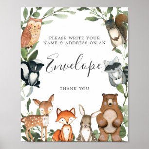 Poster Sinal de Envelope de Endereço de Animais da Flores