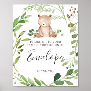 Poster Sinal de Envelope de Endereço do Chá de fraldas de