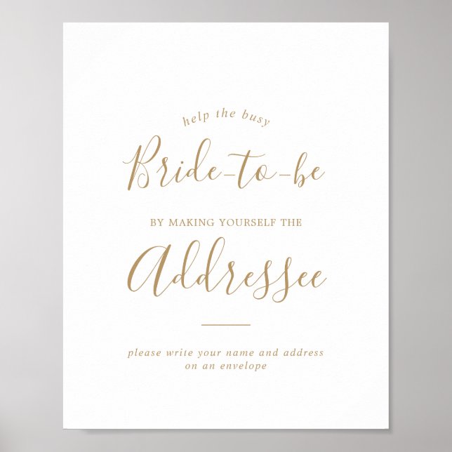 Poster Sinal de Envelope de Endereço Dourado Minimalista (Frente)